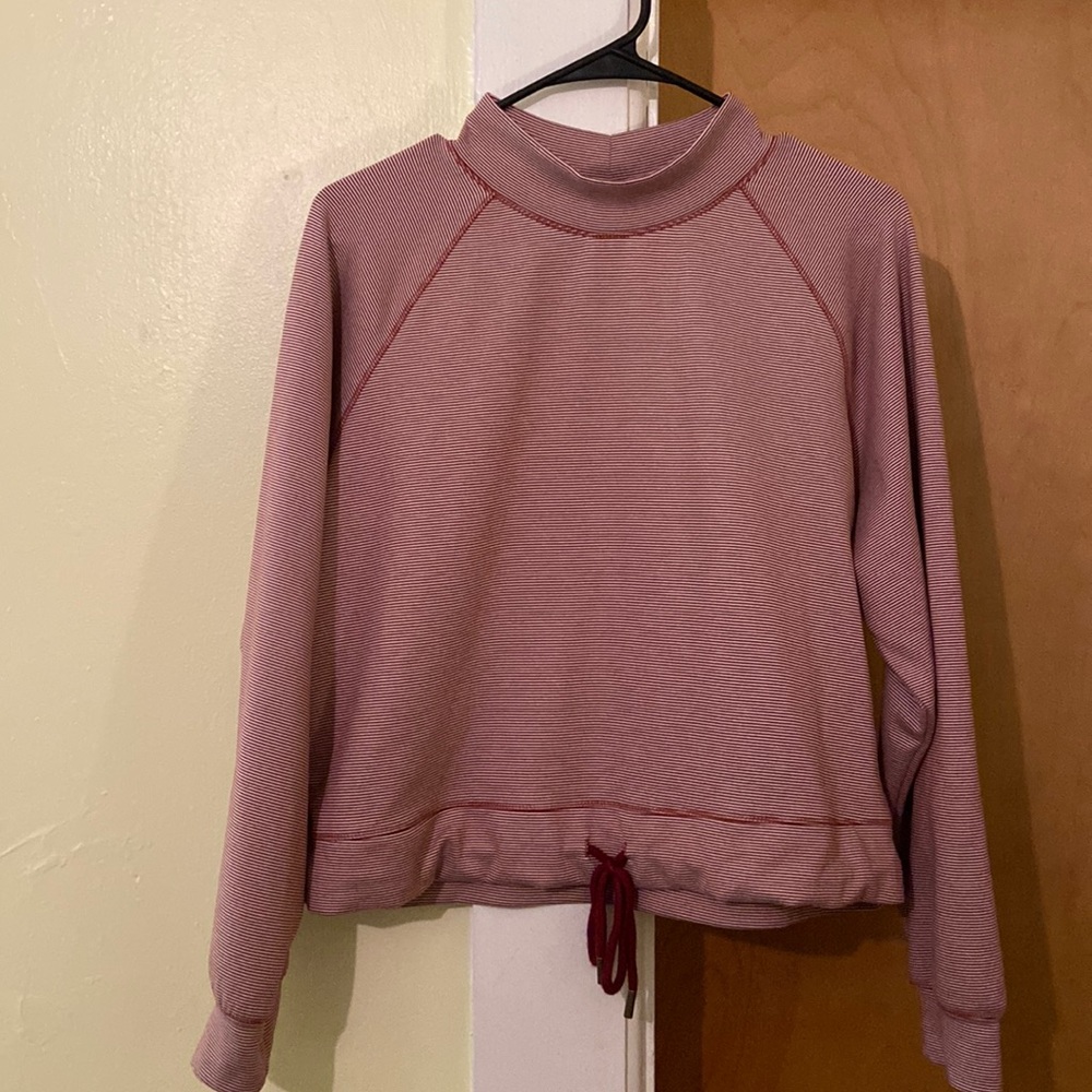URBAN Romantics Striped Fleece Cropped Sweatshirt